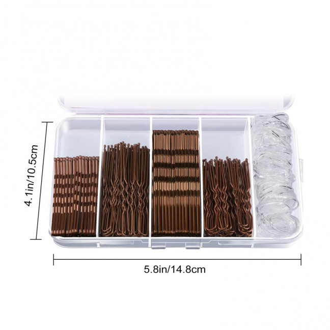 Hair Pins Kit Buns Brown U Shape Pins Hair Ties Set Easy Storage Metal Clips Hairpin Storage Box Weddings Parties Daily Wear Hair Pins Kit Buns Brown U Shape Pins Hair Ties Set Easy Storage Metal Clips Hairpin Storage Box Weddings Parties Daily Wear