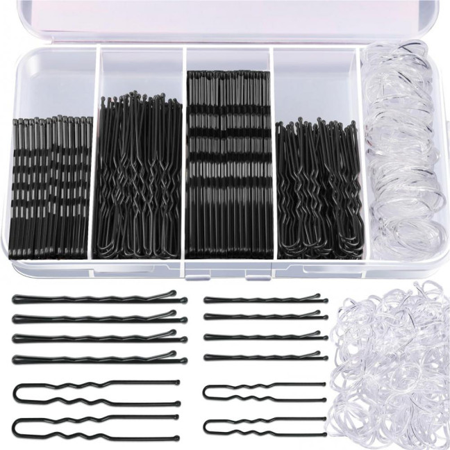 Hair Pins Kit Buns Brown U Shape Pins Hair Ties Set Easy Storage Metal Clips Hairpin Storage Box Weddings Parties Daily Wear Hair Pins Kit Buns Brown U Shape Pins Hair Ties Set Easy Storage Metal Clips Hairpin Storage Box Weddings Parties Daily Wear