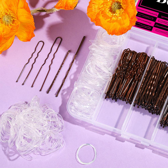 Hair Pins Kit Buns Brown U Shape Pins Hair Ties Set Easy Storage Metal Clips Hairpin Storage Box Weddings Parties Daily Wear Hair Pins Kit Buns Brown U Shape Pins Hair Ties Set Easy Storage Metal Clips Hairpin Storage Box Weddings Parties Daily Wear