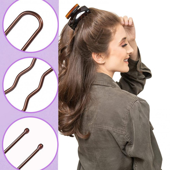 Hair Pins Kit Buns Brown U Shape Pins Hair Ties Set Easy Storage Metal Clips Hairpin Storage Box Weddings Parties Daily Wear Hair Pins Kit Buns Brown U Shape Pins Hair Ties Set Easy Storage Metal Clips Hairpin Storage Box Weddings Parties Daily Wear