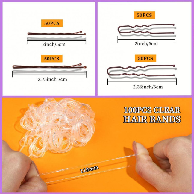 Hair Pins Kit Buns Brown U Shape Pins Hair Ties Set Easy Storage Metal Clips Hairpin Storage Box Weddings Parties Daily Wear Hair Pins Kit Buns Brown U Shape Pins Hair Ties Set Easy Storage Metal Clips Hairpin Storage Box Weddings Parties Daily Wear