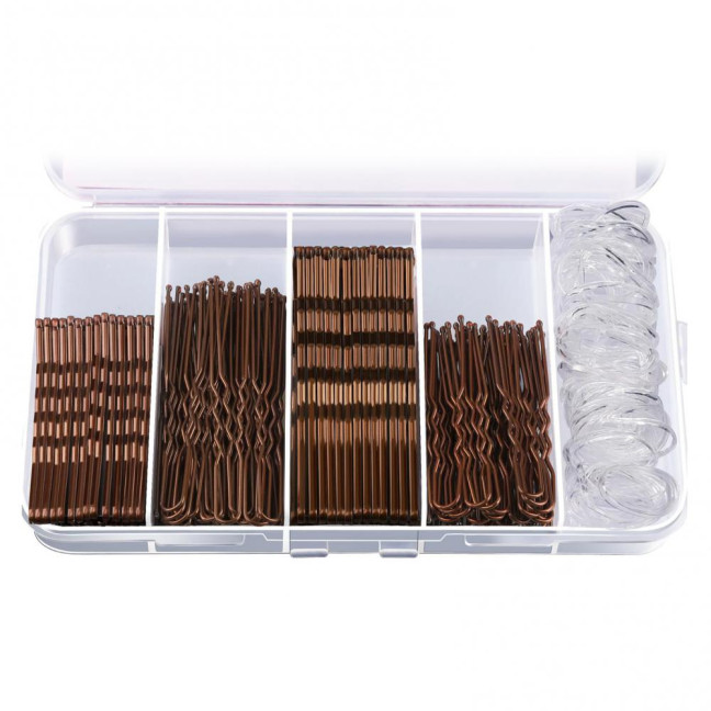 Hair Pins Kit Buns Brown U Shape Pins Hair Ties Set Easy Storage Metal Clips Hairpin Storage Box Weddings Parties Daily Wear Hair Pins Kit Buns Brown U Shape Pins Hair Ties Set Easy Storage Metal Clips Hairpin Storage Box Weddings Parties Daily Wear