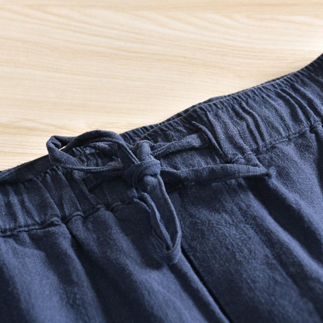 Men Pants with Side Pockets Drawstring Elastic Waist Straight Loose Pure Color Daily Sport Trousers for Vacation Travel Work School