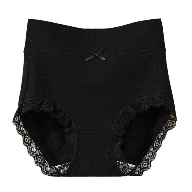 Lady Underpants High Waist Plus Slze Lace Trim Butt-covered Tummy Control Solid Color Elastic Cotton Panties Seamless Comfort Daily Sport Briefs Lady Underpants High Waist Plus Slze Lace Trim Butt-covered Tummy Control Solid Color Elastic Cotton Panties Seamless Comfort Daily Sport Briefs