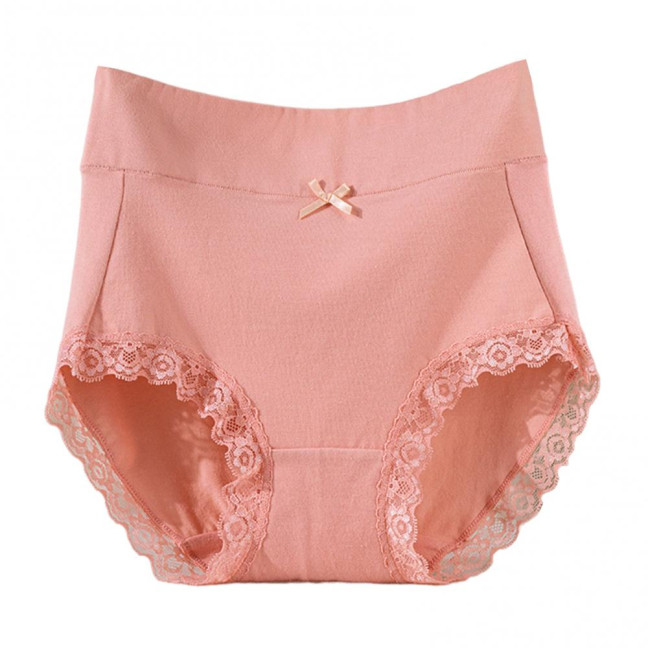 Lady Underpants High Waist Plus Slze Lace Trim Butt-covered Tummy Control Solid Color Elastic Cotton Panties Seamless Comfort Daily Sport Briefs Lady Underpants High Waist Plus Slze Lace Trim Butt-covered Tummy Control Solid Color Elastic Cotton Panties Seamless Comfort Daily Sport Briefs