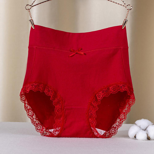 Lady Underpants High Waist Plus Slze Lace Trim Butt-covered Tummy Control Solid Color Elastic Cotton Panties Seamless Comfort Daily Sport Briefs Lady Underpants High Waist Plus Slze Lace Trim Butt-covered Tummy Control Solid Color Elastic Cotton Panties Seamless Comfort Daily Sport Briefs