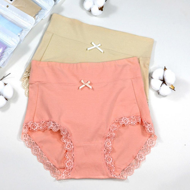 Lady Underpants High Waist Plus Slze Lace Trim Butt-covered Tummy Control Solid Color Elastic Cotton Panties Seamless Comfort Daily Sport Briefs Lady Underpants High Waist Plus Slze Lace Trim Butt-covered Tummy Control Solid Color Elastic Cotton Panties Seamless Comfort Daily Sport Briefs