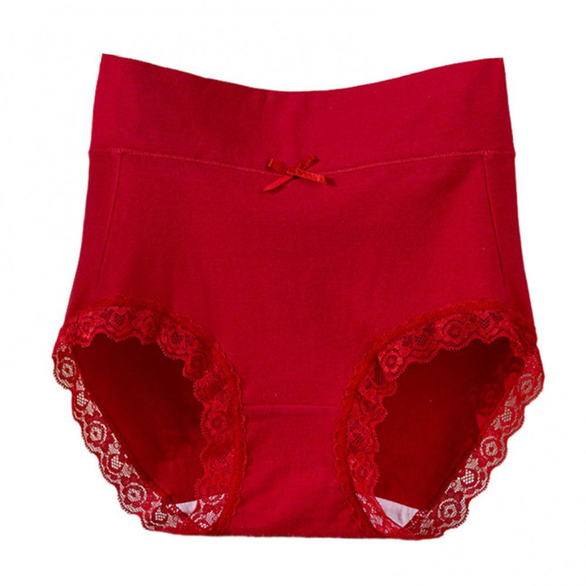 Lady Underpants High Waist Plus Slze Lace Trim Butt-covered Tummy Control Solid Color Elastic Cotton Panties Seamless Comfort Daily Sport Briefs Lady Underpants High Waist Plus Slze Lace Trim Butt-covered Tummy Control Solid Color Elastic Cotton Panties Seamless Comfort Daily Sport Briefs