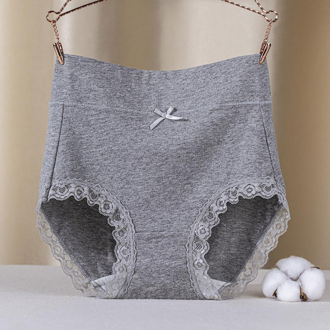 Lady Underpants High Waist Plus Slze Lace Trim Butt-covered Tummy Control Solid Color Elastic Cotton Panties Seamless Comfort Daily Sport Briefs Lady Underpants High Waist Plus Slze Lace Trim Butt-covered Tummy Control Solid Color Elastic Cotton Panties Seamless Comfort Daily Sport Briefs