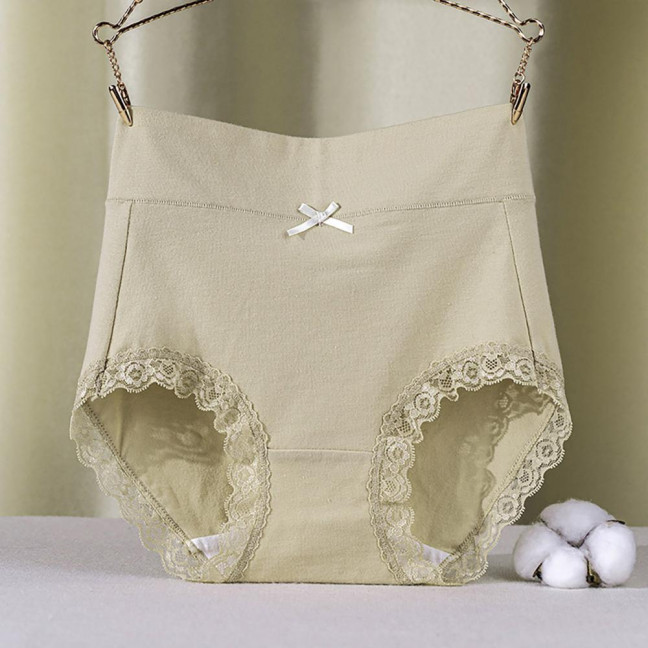 Lady Underpants High Waist Plus Slze Lace Trim Butt-covered Tummy Control Solid Color Elastic Cotton Panties Seamless Comfort Daily Sport Briefs Lady Underpants High Waist Plus Slze Lace Trim Butt-covered Tummy Control Solid Color Elastic Cotton Panties Seamless Comfort Daily Sport Briefs