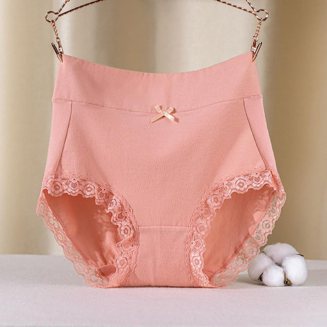 Lady Underpants High Waist Plus Slze Lace Trim Butt-covered Tummy Control Solid Color Elastic Cotton Panties Seamless Comfort Daily Sport Briefs Lady Underpants High Waist Plus Slze Lace Trim Butt-covered Tummy Control Solid Color Elastic Cotton Panties Seamless Comfort Daily Sport Briefs