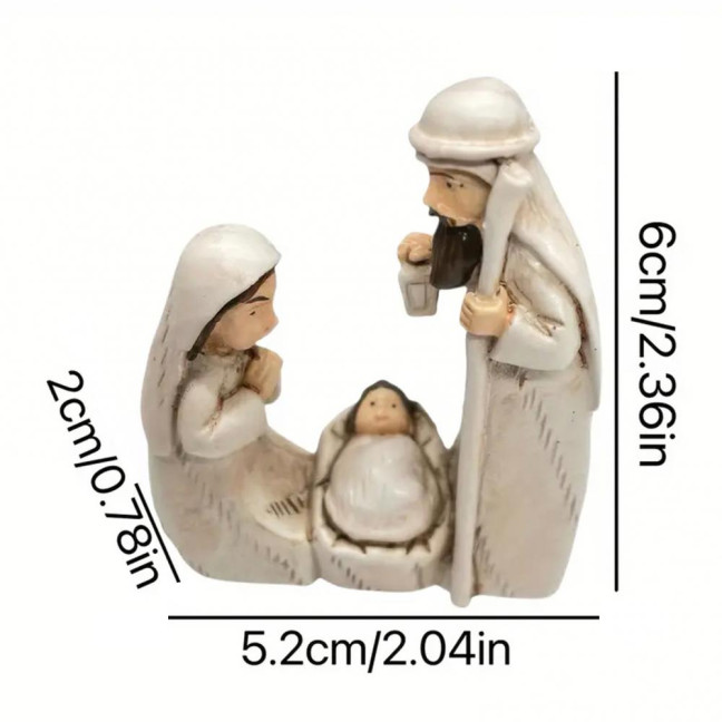 Christmas Nativity Ornament Resin Holy Family Figurine Mantel Shelf Tabletop Decoration Holiday Gift for Christians