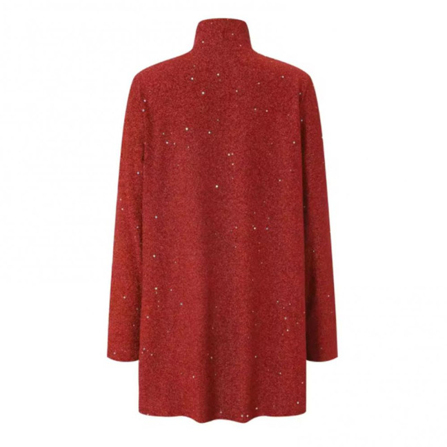 Lady Sequin Coat Open Stitch Cardigan Irregular Hem Long Sleeves Solid Color Formal Business Jacket Office Commuting Outerwear Lady Sequin Coat Open Stitch Cardigan Irregular Hem Long Sleeves Solid Color Formal Business Jacket Office Commuting Outerwear
