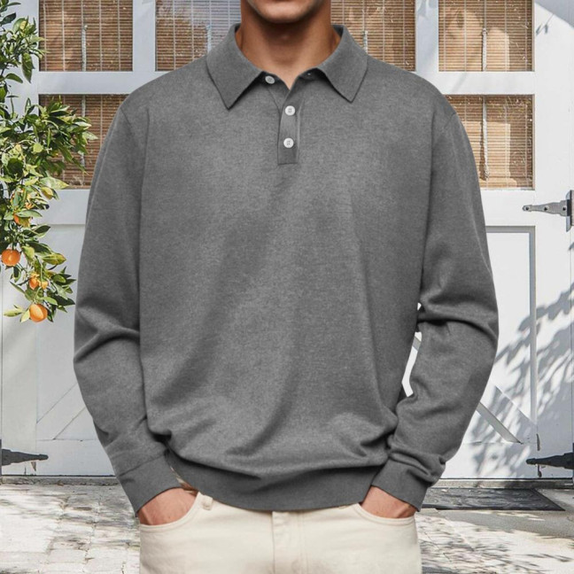 Men Spring Autumn Shirt Buttoned Turn-down Collar Loose Pure Color Full Sleeves Pullover Casual Formal Streetwear Top for Daily Life Parties Travel