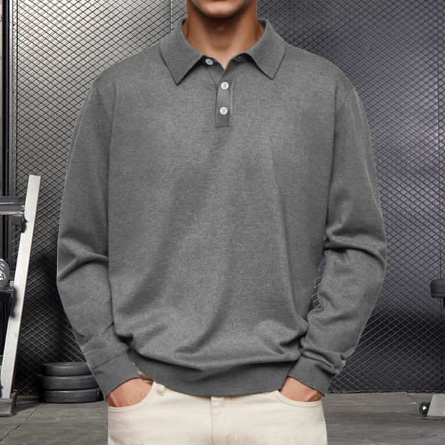 Men Spring Autumn Shirt Buttoned Turn-down Collar Loose Pure Color Full Sleeves Pullover Casual Formal Streetwear Top for Daily Life Parties Travel