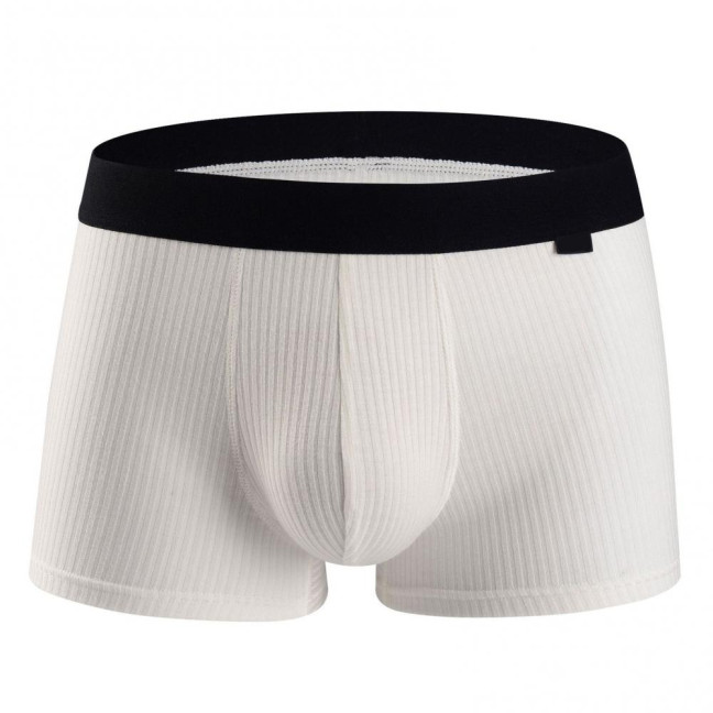 Men Boxer Underwear Mid-Waist U-Convex Ribbed Shorts Panties Breathable Elastic Comfortable Underpants