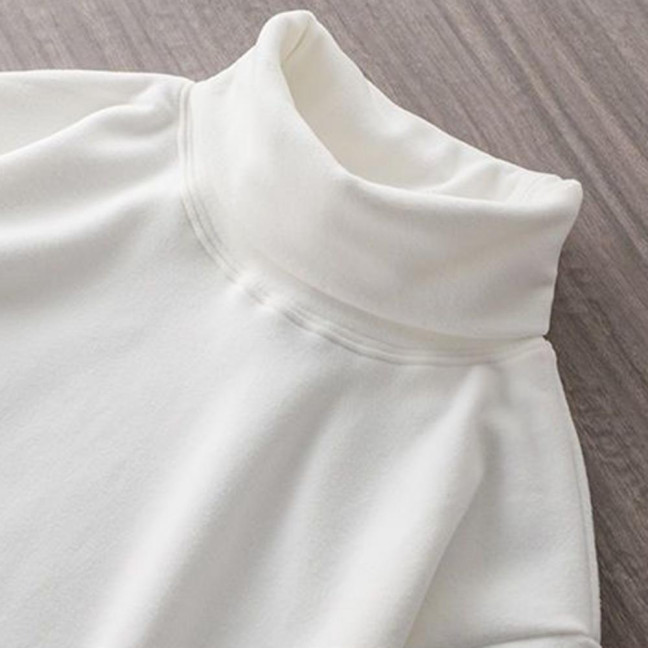 Men Bottoming T-shirt High Collar Double-sided German Velvet Solid Color Elastic Mid Length Pullover Layering Top for Winter And Fall