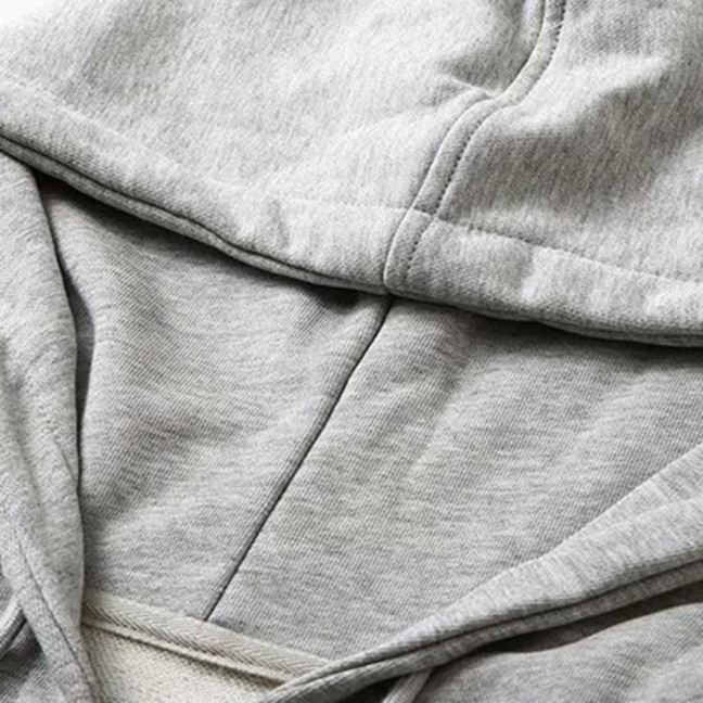 Spring Auutmn Men Coat Hooded Drawstring Zipper Closure Solid Color Elastic Cuffs Loose Sport Coat Thick Plush Outerwear for Various Occasions