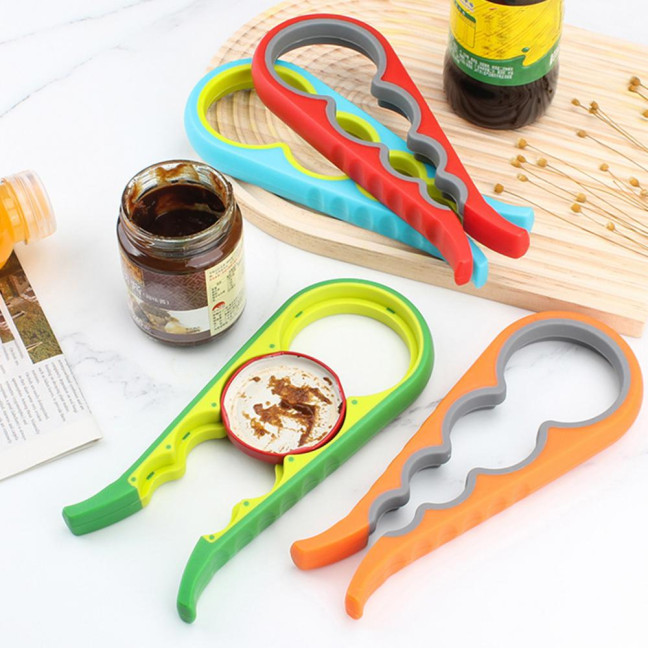 Arthritis Clamp Bottle Opener 4-in-1 Non-Slip Rubber Grip Can Opener Jar Lid Remover Tool for Weak Hands Seniors Kitchen Gadget for All Ages