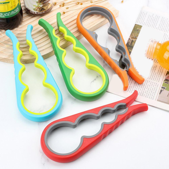 Arthritis Clamp Bottle Opener 4-in-1 Non-Slip Rubber Grip Can Opener Jar Lid Remover Tool for Weak Hands Seniors Kitchen Gadget for All Ages