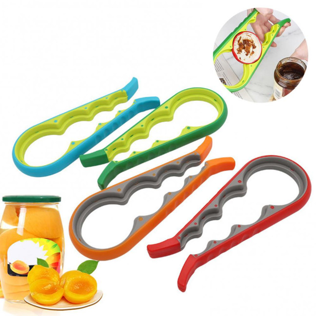 Arthritis Clamp Bottle Opener 4-in-1 Non-Slip Rubber Grip Can Opener Jar Lid Remover Tool for Weak Hands Seniors Kitchen Gadget for All Ages