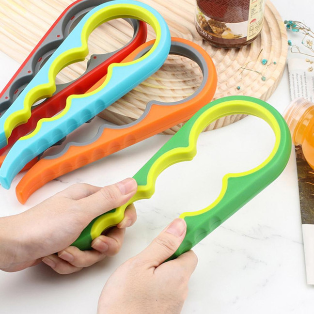 Arthritis Clamp Bottle Opener 4-in-1 Non-Slip Rubber Grip Can Opener Jar Lid Remover Tool for Weak Hands Seniors Kitchen Gadget for All Ages