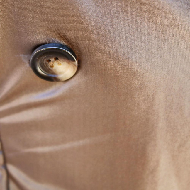 Women Coat Elastic Slim Waist Smooth Surface Faux Leather Turn-down Collar Jacket Mid Length Solid Color Double-breasted Outerwear 