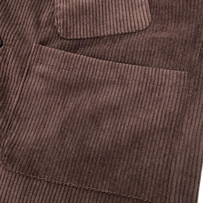 Men Corduroy Vest Coat V-neck Sleeveless Single Breasted Buttons Waistcoat with Pockets Solid Color Vest Jacket