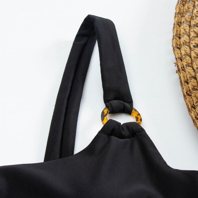 Women Monokini Padded Underwire Solid Color Square Neck One-Piece Bikini with Hollow Design Beach Vacation Swimwear