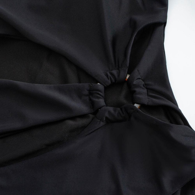 Women Monokini Padded Underwire Solid Color Square Neck One-Piece Bikini with Hollow Design Beach Vacation Swimwear