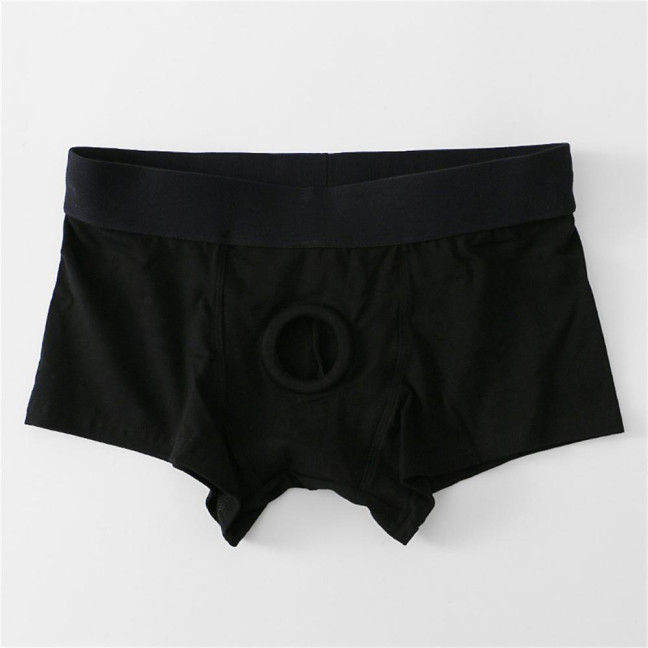 Men Boxer Underwear Low Waist Breathable Design Front Opening Shorts Panties with Silicone Ring Daily Wear