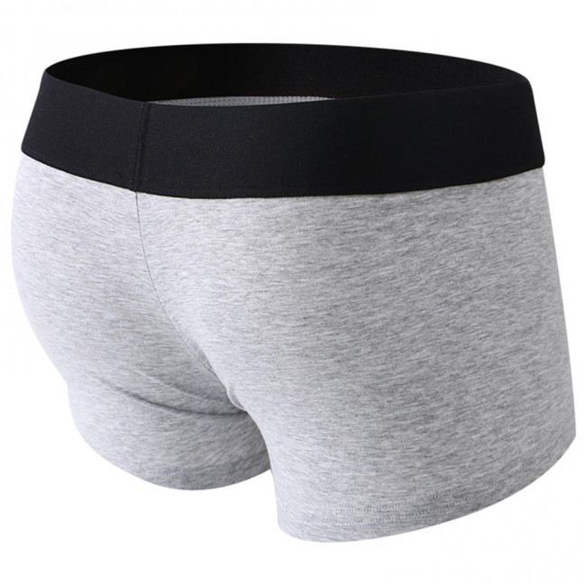 Men Boxer Underwear Low Waist Breathable Design Front Opening Shorts Panties with Silicone Ring Daily Wear