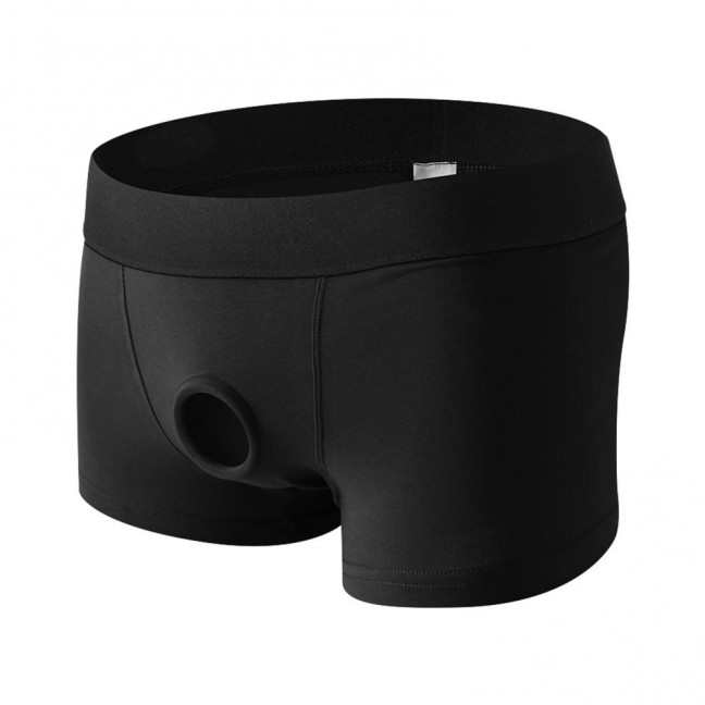 Men Boxer Underwear Low Waist Breathable Design Front Opening Shorts Panties with Silicone Ring Daily Wear