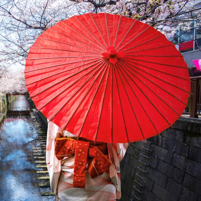 20/30/40/60/85CM Colorful Paper Umbrella Chinese Style DIY Crafts Decorative Oil-paper Painting Umbrella Bamboo Handle Oriental Parasol Party Favors 