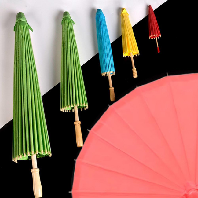 20/30/40/60/85CM Colorful Paper Umbrella Chinese Style DIY Crafts Decorative Oil-paper Painting Umbrella Bamboo Handle Oriental Parasol Party Favors 