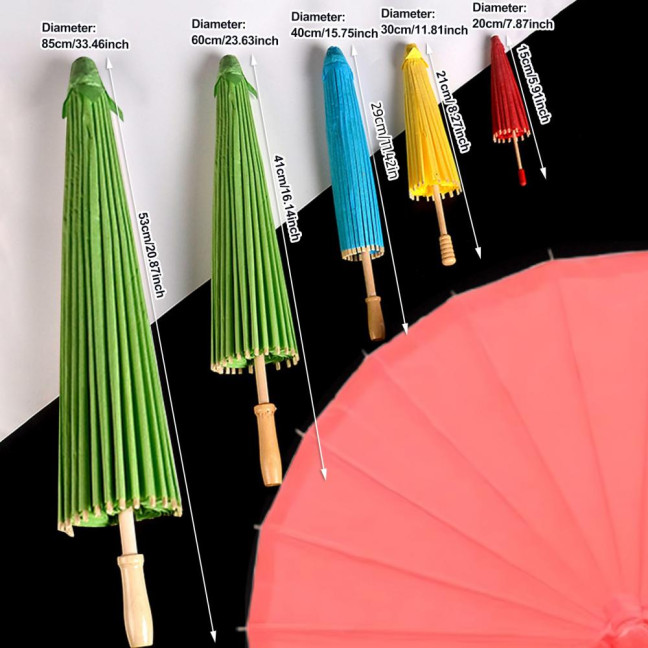 20/30/40/60/85CM Colorful Paper Umbrella Chinese Style DIY Crafts Decorative Oil-paper Painting Umbrella Bamboo Handle Oriental Parasol Party Favors 