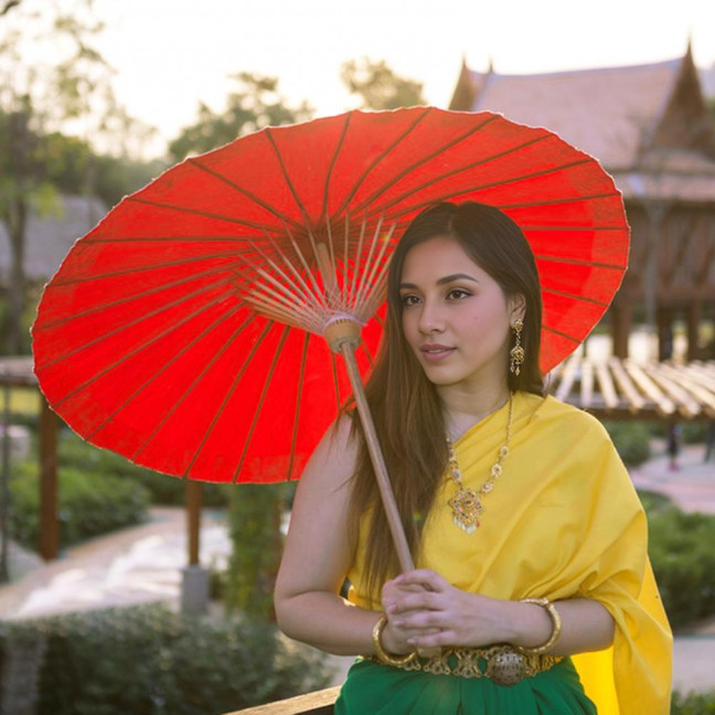 20/30/40/60/85CM Colorful Paper Umbrella Chinese Style DIY Crafts Decorative Oil-paper Painting Umbrella Bamboo Handle Oriental Parasol Party Favors 