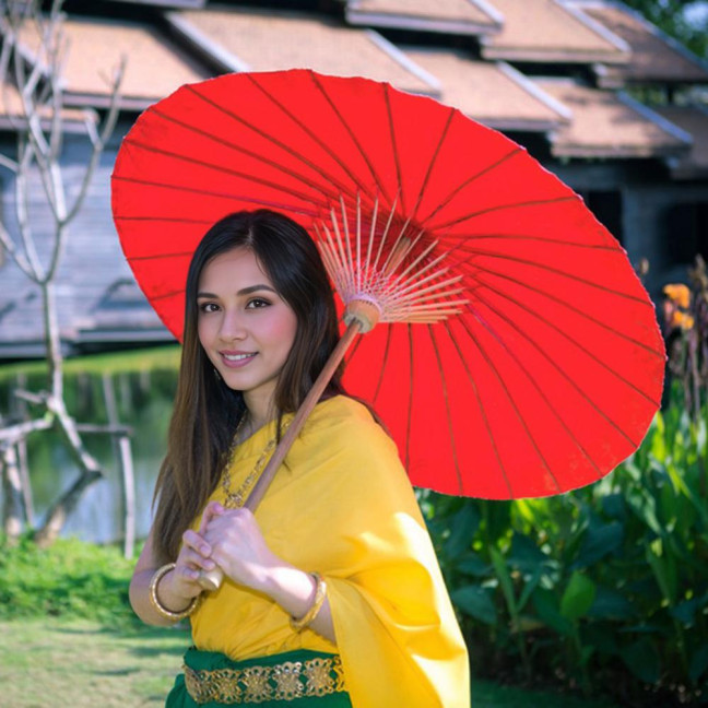 20/30/40/60/85CM Colorful Paper Umbrella Chinese Style DIY Crafts Decorative Oil-paper Painting Umbrella Bamboo Handle Oriental Parasol Party Favors 