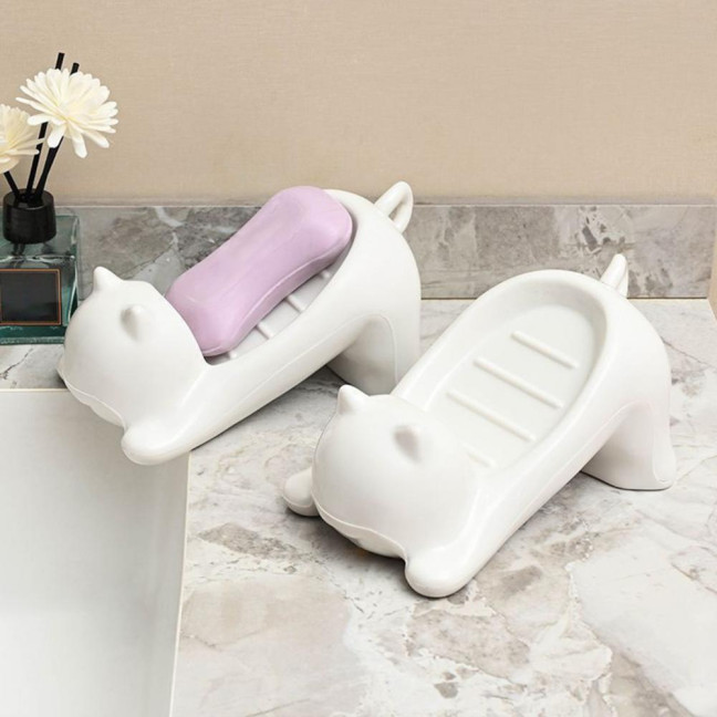 1/2Pcs Bathroom Soap Holder Non-Slip Design Fast Drainage Adorable Cat Soap Dish Easy Cleaning Soap Saver 1/2Pcs Bathroom Soap Holder Non-Slip Design Fast Drainage Adorable Cat Soap Dish Easy Cleaning Soap Saver