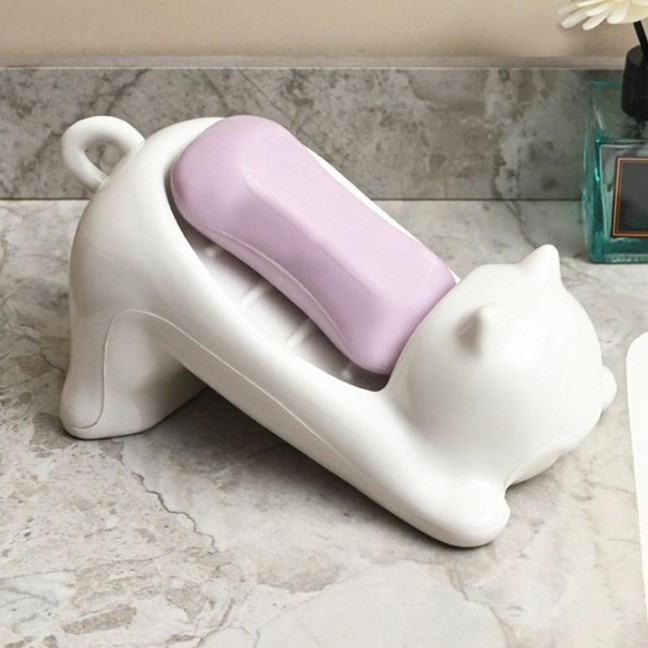 1/2Pcs Bathroom Soap Holder Non-Slip Design Fast Drainage Adorable Cat Soap Dish Easy Cleaning Soap Saver 1/2Pcs Bathroom Soap Holder Non-Slip Design Fast Drainage Adorable Cat Soap Dish Easy Cleaning Soap Saver
