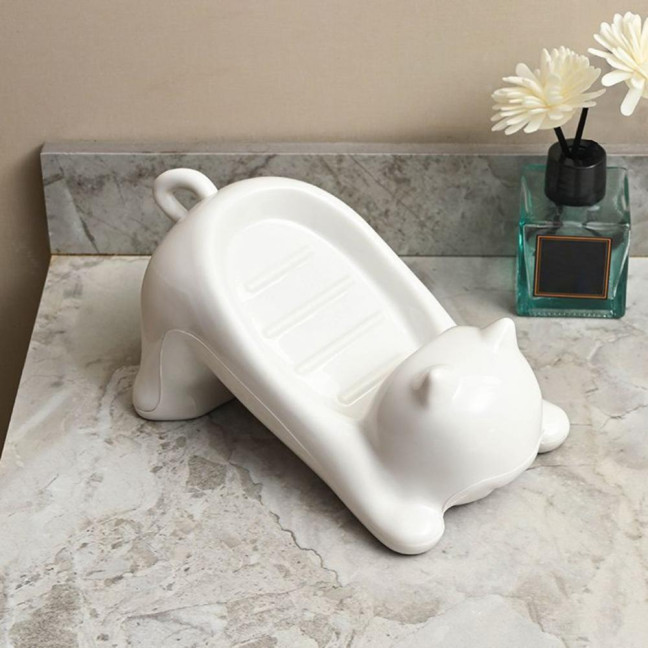 1/2Pcs Bathroom Soap Holder Non-Slip Design Fast Drainage Adorable Cat Soap Dish Easy Cleaning Soap Saver 1/2Pcs Bathroom Soap Holder Non-Slip Design Fast Drainage Adorable Cat Soap Dish Easy Cleaning Soap Saver