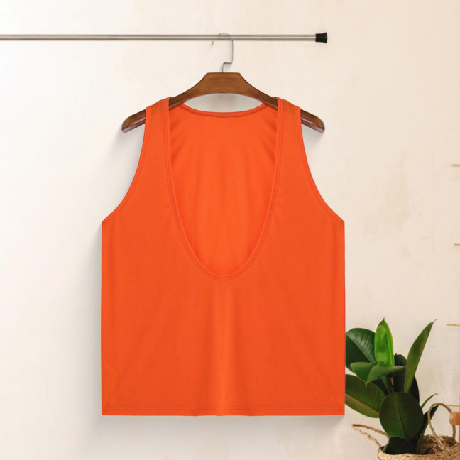 Men Sport Vest Deep V-Neck Wide Straps Sleeveless Solid Color Tank Tops Loose Fit Casual Versatile Vest