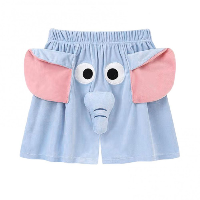 Men Pajamas Pants Cartoon Elephant Decor Elastic Waist Casual Shorts with Reinforced Pockets Loose Couple Sleepwear Pants 