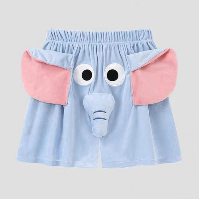 Men Pajamas Pants Cartoon Elephant Decor Elastic Waist Casual Shorts with Reinforced Pockets Loose Couple Sleepwear Pants 
