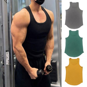 Women Vest Round Neck Sleeveless Wide Shoulder Straps Tank Tops Solid Color Slim Fit Ribbed Breathable Vest