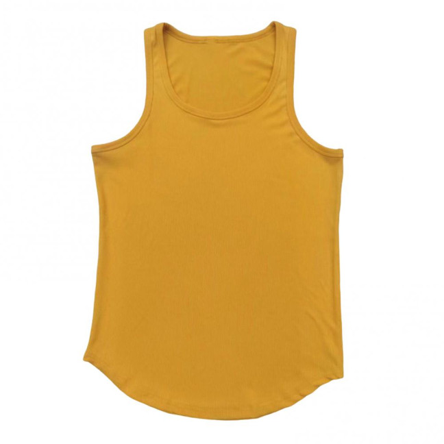 Women Vest Round Neck Sleeveless Wide Shoulder Straps Tank Tops Solid Color Slim Fit Ribbed Breathable Vest