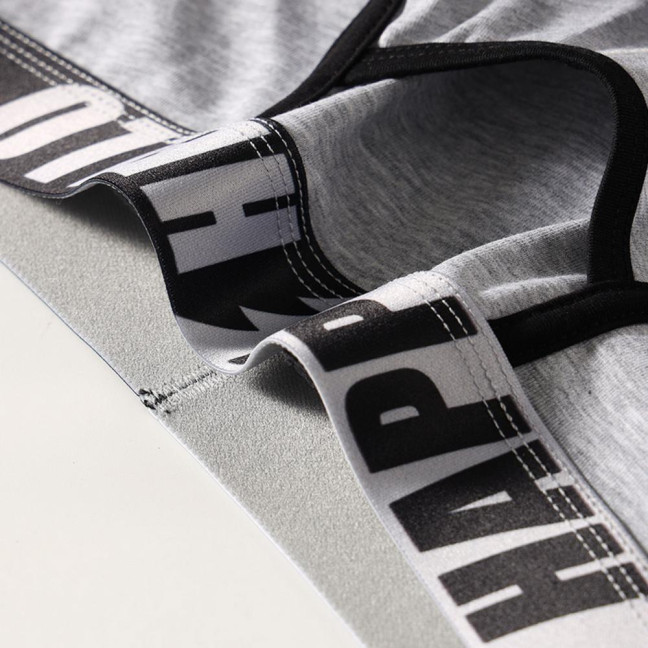 Men Boxer Underwear with Ball Support Letter Print Elastic Mid-rise Separated Pouch Moisture-Wicking Boxers