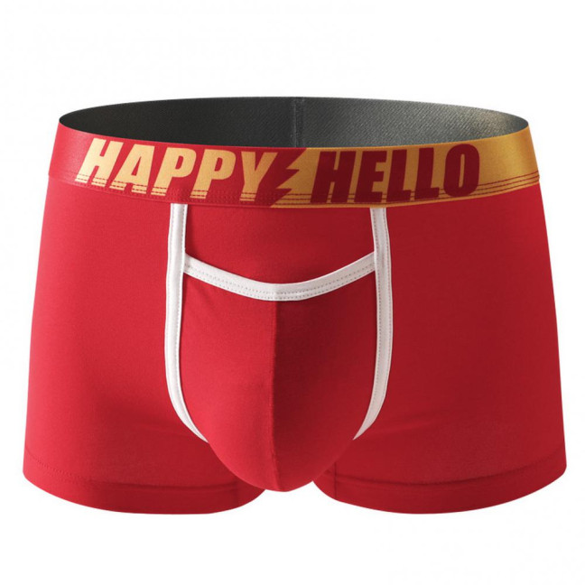 Men Boxer Underwear with Ball Support Letter Print Elastic Mid-rise Separated Pouch Moisture-Wicking Boxers