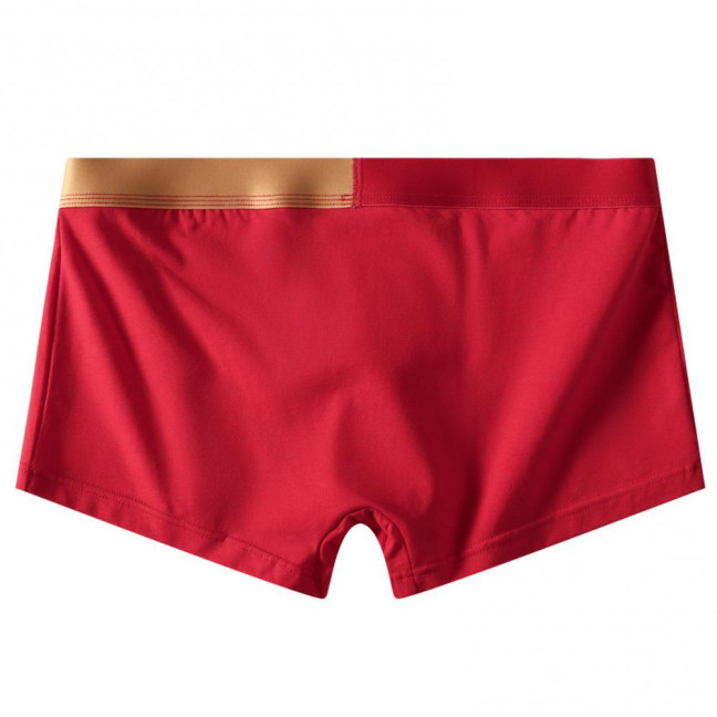 Men Boxer Underwear with Ball Support Letter Print Elastic Mid-rise Separated Pouch Moisture-Wicking Boxers