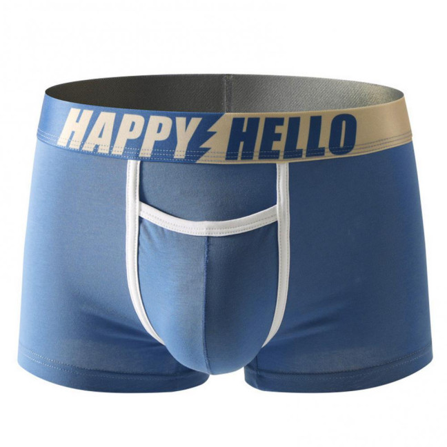Men Boxer Underwear with Ball Support Letter Print Elastic Mid-rise Separated Pouch Moisture-Wicking Boxers